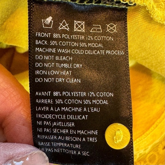 James Coviello Burnham, Lace, Yellow, Long Sleeve, Eyelet, High Neck, Top, XS - Picture 8 of 10